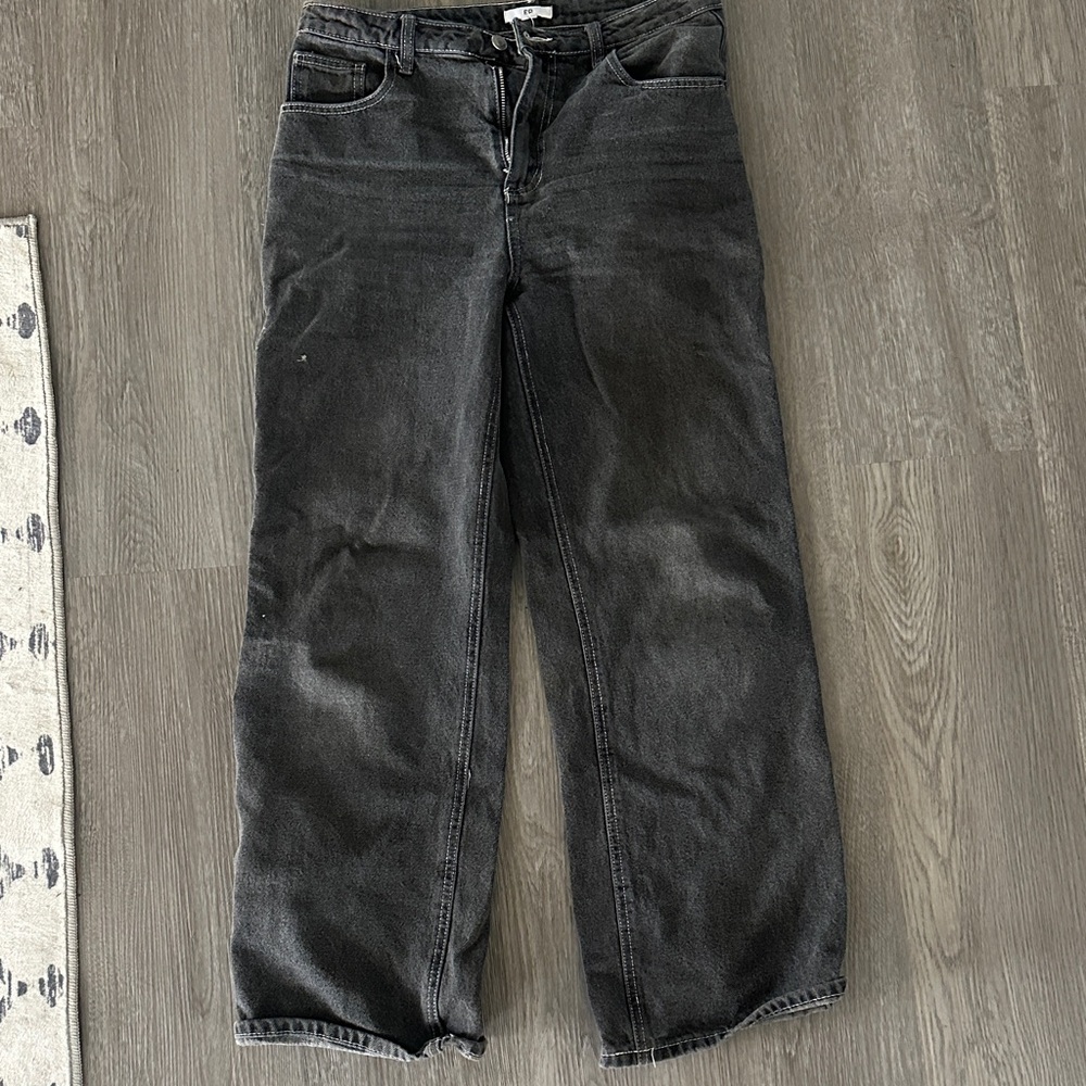 bp High Rise Wide Leg Jeans in Washed Black